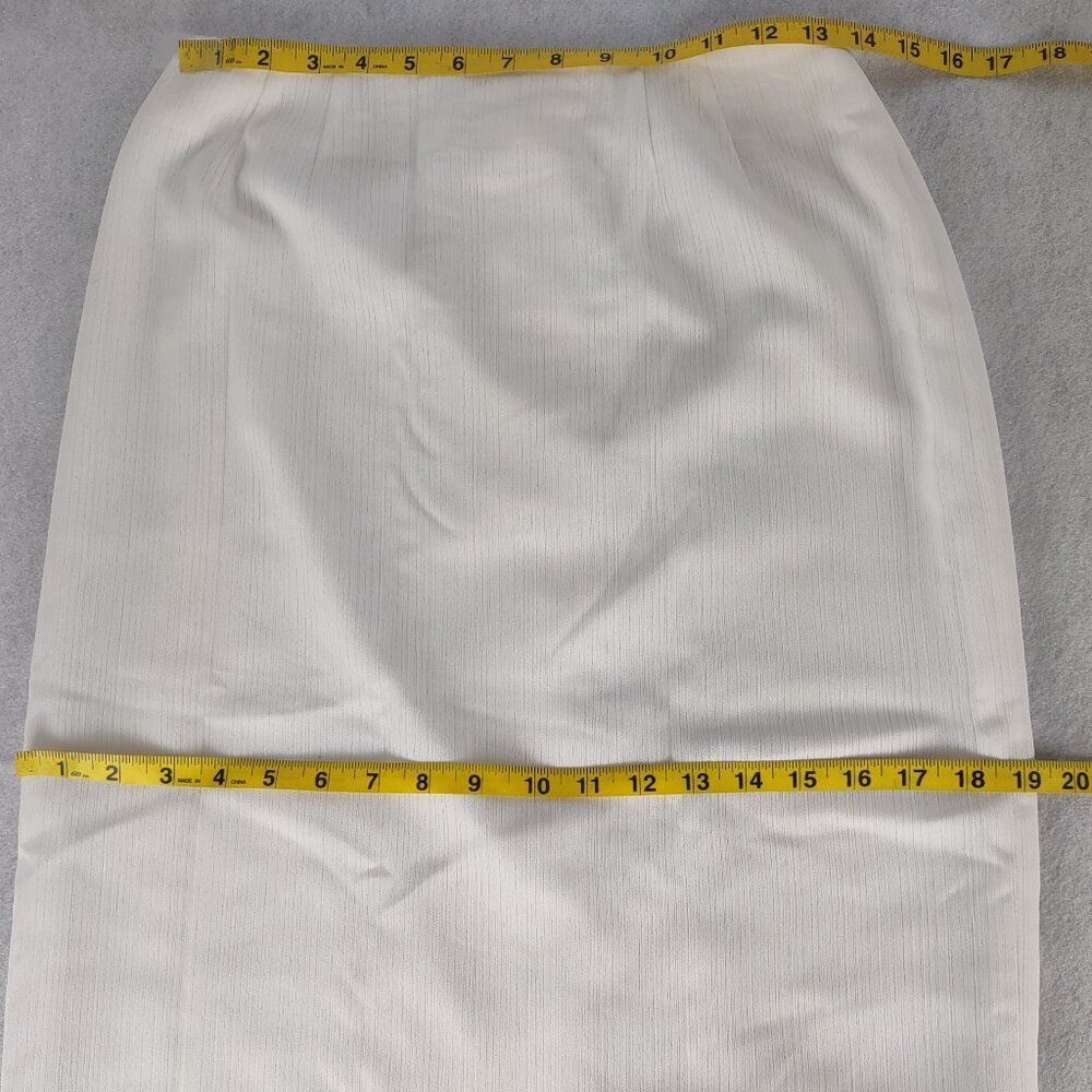 Larry Levine Petite 6P White Textured Midi Pencil Skirt Career Lined 31'' - Picture 7 of 9